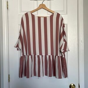 Dex striped ruffle hem blouse